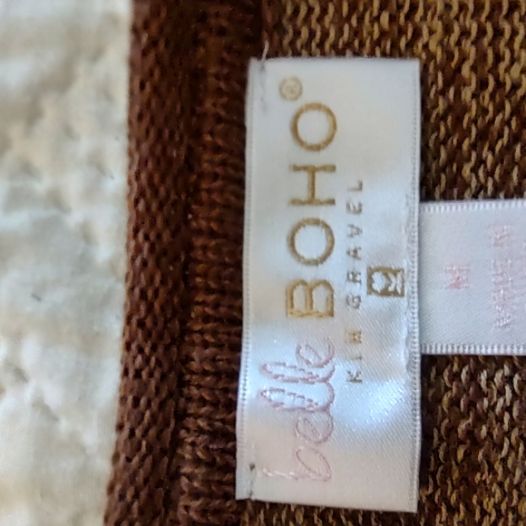 Belle by Kim Gravel Brown and Tan Striped Crewneck Sweater - Picture 2 of 4